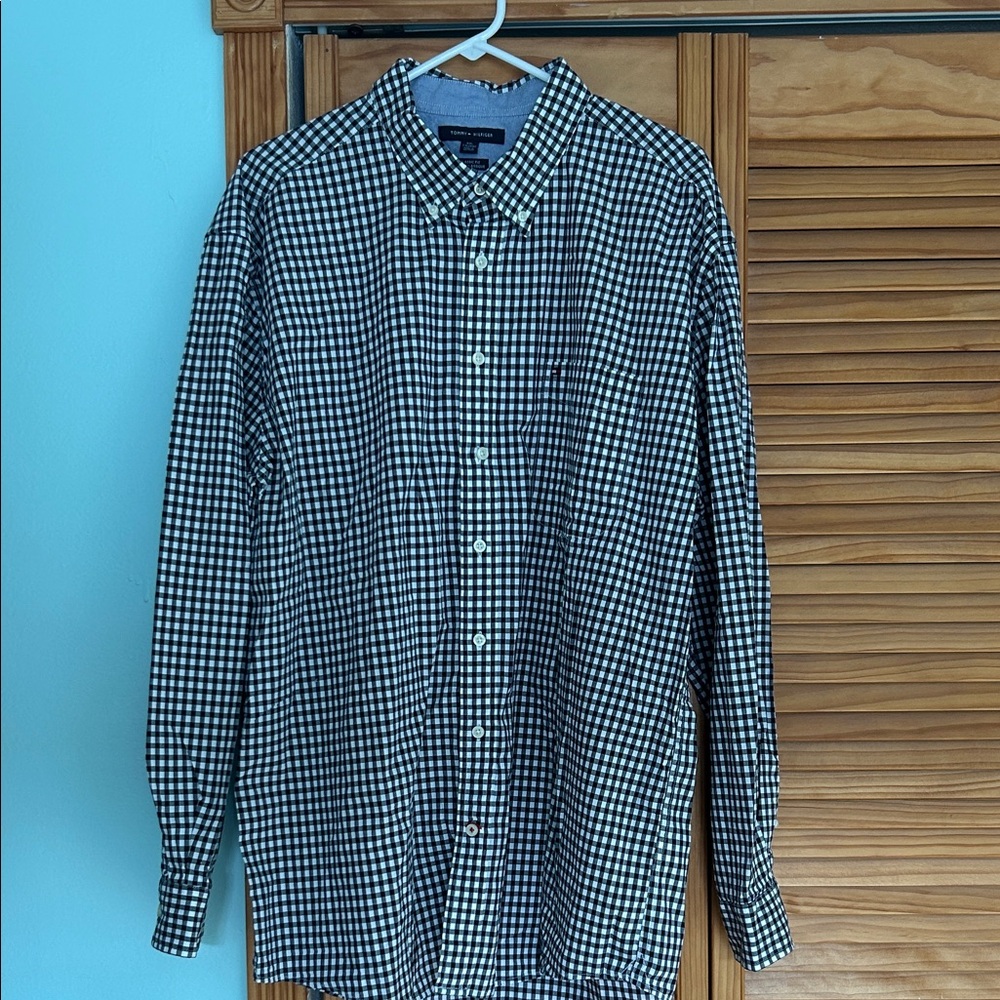 Tommy Hilfiger Black and White Gingham Shirt Size XXL